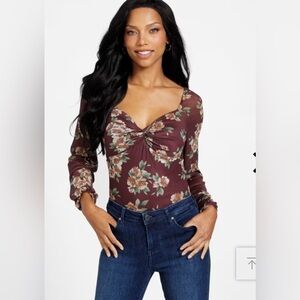 Guess Nicole floral mesh bodysuit size medium new with tags
